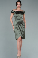 Short Olive Drab Satin Invitation Dress ABK1382