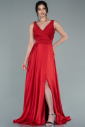 Long Red Satin Prom Gown ABU2306