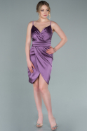 Short Lavender Satin Invitation Dress ABK1081