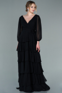 Long Black Chiffon Evening Dress ABU2322