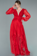 Red Long Chiffon Prom Gown ABU1536