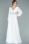 White Long Chiffon Evening Dress ABU2183