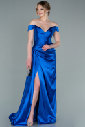 Sax Blue Long Satin Engagement Dress ABU1953