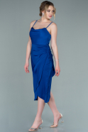 Midi Sax Blue Satin Invitation Dress ABK1385