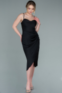 Midi Black Satin Invitation Dress ABK1385