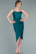 Midi Emerald Green Satin Invitation Dress ABK1385
