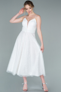 Midi White Evening Dress ABK1386