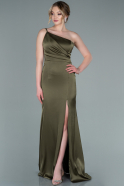 Long Olive Drab Satin Mermaid Evening Dress ABU2335