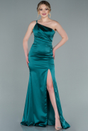 Long Emerald Green Satin Mermaid Evening Dress ABU2335