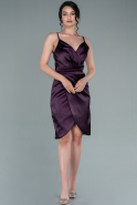 Dark Purple Short Satin Invitation Dress ABK1081