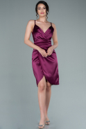 Cherry Colored Short Satin Invitation Dress ABK1081