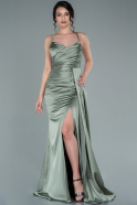 Olive Drab Long Satin Mermaid Evening Dress ABU1894