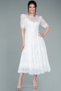 Midi White Dantelle Night Dress ABK1388