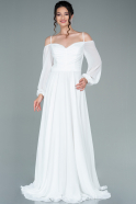 Long White Chiffon Evening Dress ABU2347