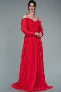 Long Red Chiffon Evening Dress ABU2347