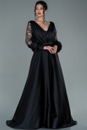 Long Black Satin Evening Dress ABU2348