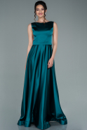 Long Emerald Green Satin Prom Gown ABU2350