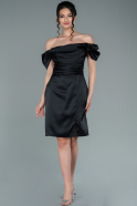 Short Black Satin Invitation Dress ABK1394