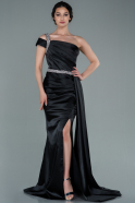 Long Black Satin Evening Dress ABU2363