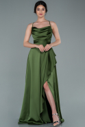 Oil Green Long Satin Evening Dress ABU1843