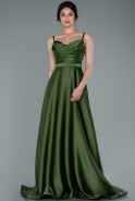 Olive Drab Long Satin Evening Dress ABU1601