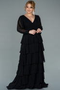 Long Black Chiffon Plus Size Evening Dress ABU2325