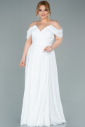 Long White Malta Plus Size Evening Dress ABU2353