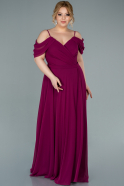 Long Cherry Colored Malta Plus Size Evening Dress ABU2353