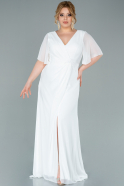 Long White Chiffon Plus Size Evening Dress ABU2367