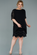 Short Black Chiffon Plus Size Evening Dress ABK1399