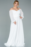Long White Chiffon Plus Size Evening Dress ABU2354