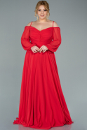 Long Red Chiffon Plus Size Evening Dress ABU2354