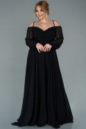 Long Black Chiffon Plus Size Evening Dress ABU2354
