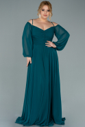 Long Emerald Green Chiffon Plus Size Evening Dress ABU2354