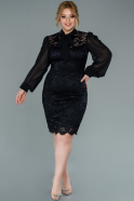 Short Black Laced Plus Size Evening Dress ABK1136