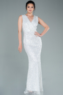 White Long Scaly Evening Dress ABU2142