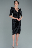 Midi Black Satin Invitation Dress ABK1402
