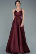 Long Burgundy Satin Prom Gown ABU2375