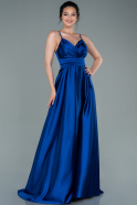 Long Sax Blue Satin Prom Gown ABU2375