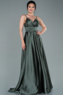 Long Oil Green Satin Prom Gown ABU2375