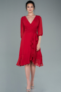Short Red Chiffon Invitation Dress ABK1403