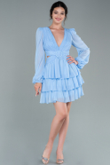 Light Blue Mini Chiffon Invitation Dress ABK1932