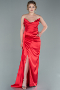 Long Red Satin Prom Gown ABU2340