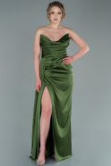 Oil Green Long Satin Prom Gown ABU2340