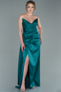 Long Emerald Green Satin Prom Gown ABU2340