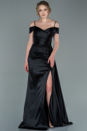 Long Black Satin Evening Dress ABU2380