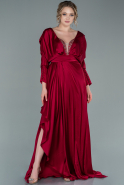 Long Burgundy Satin Evening Dress ABU2384