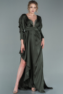 Long Olive Drab Satin Evening Dress ABU2384