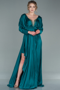 Long Emerald Green Satin Evening Dress ABU2384