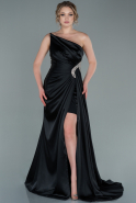 Long Black Satin Evening Dress ABU2387